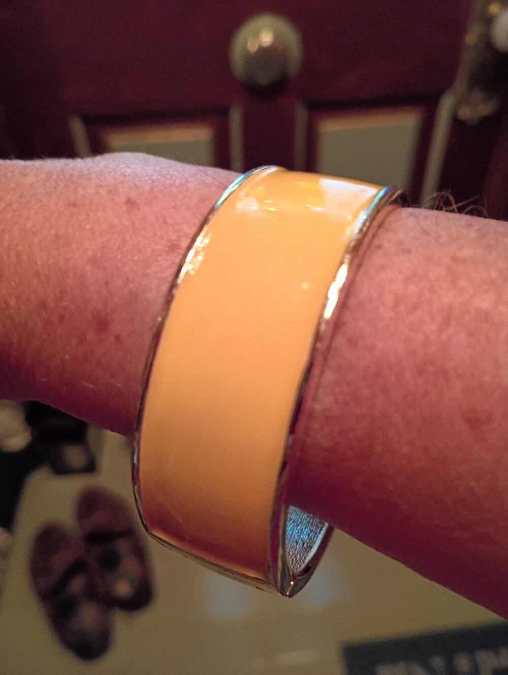 Yellow Enamel Cuff Bracelet - Fashionable Statement Bangle